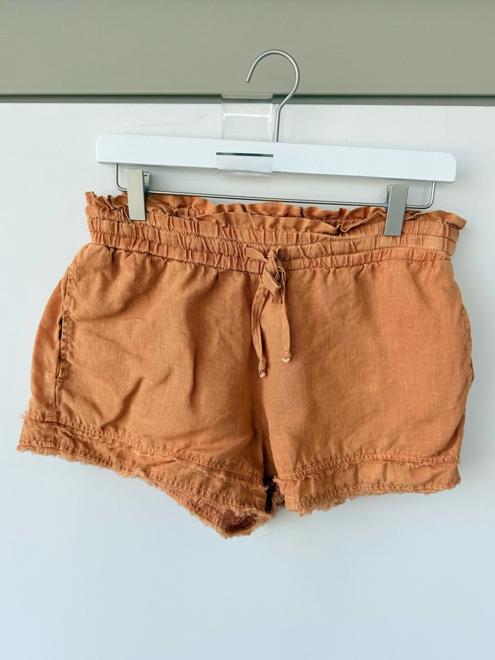Cloth & Stone 100% Linen Frayed Hem Drawstring Shorts size XS